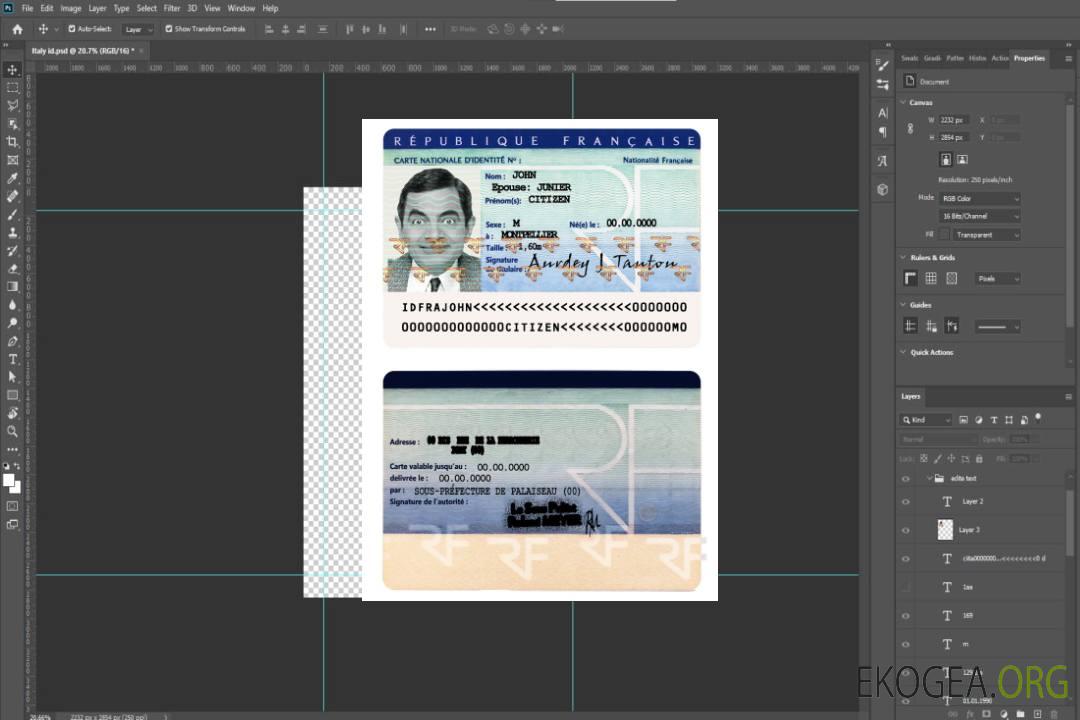Carte d'identité française template